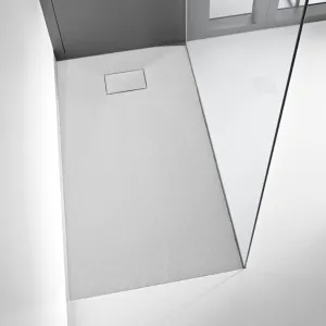 1" Matte Grey Shower Base - Recessed in floor installation