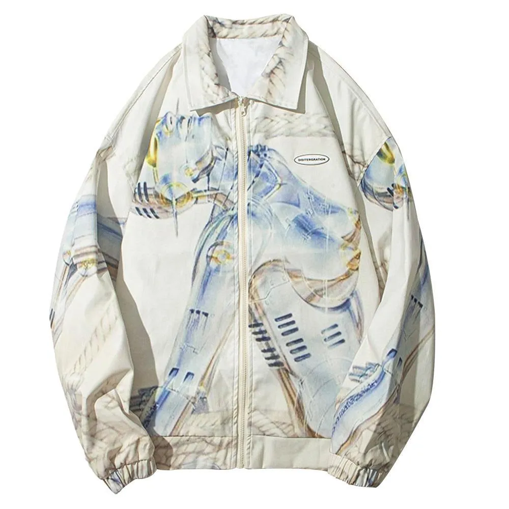 AI Robot Print Windbreaker Jacket