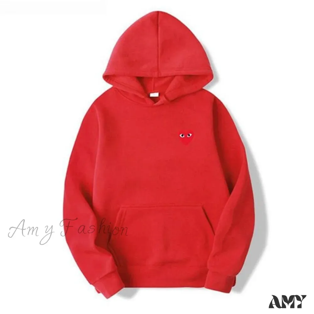 Amy Fashion - Cotton Heart-Eye Printed Fall/Winter Casual Hoodies