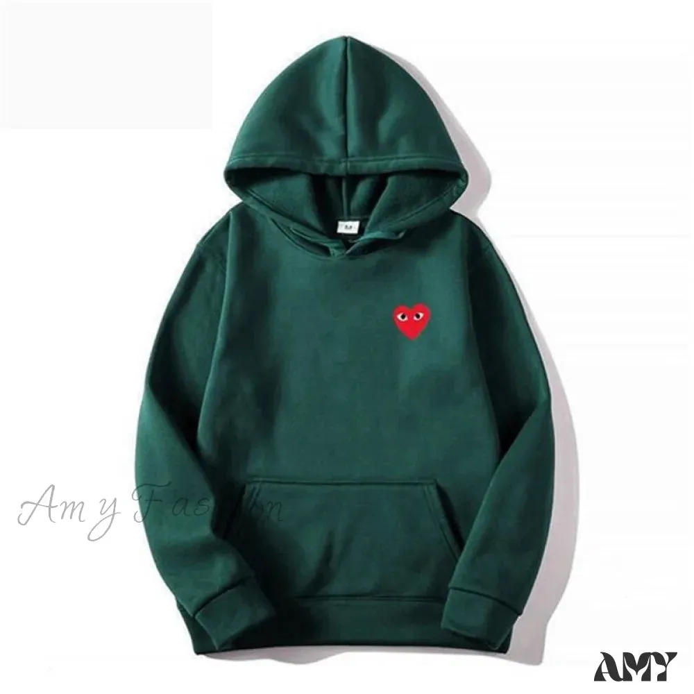 Amy Fashion - Cotton Heart-Eye Printed Fall/Winter Casual Hoodies