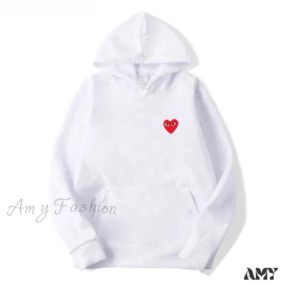 Amy Fashion - Cotton Heart-Eye Printed Fall/Winter Casual Hoodies