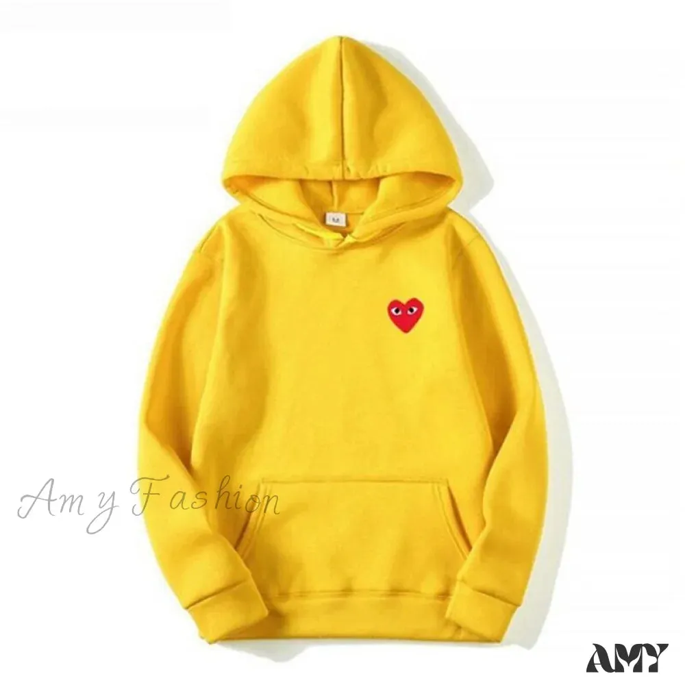 Amy Fashion - Cotton Heart-Eye Printed Fall/Winter Casual Hoodies