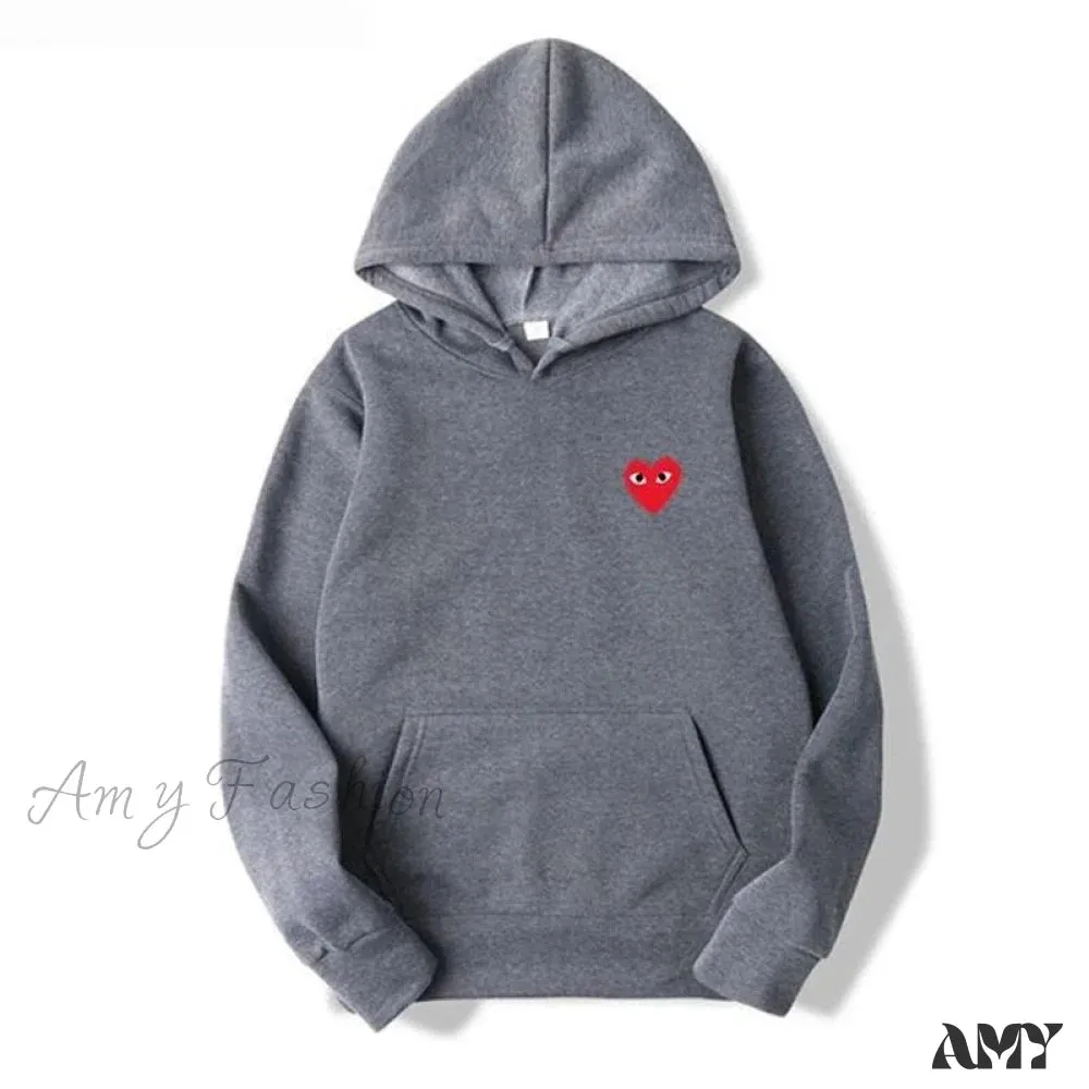 Amy Fashion - Cotton Heart-Eye Printed Fall/Winter Casual Hoodies