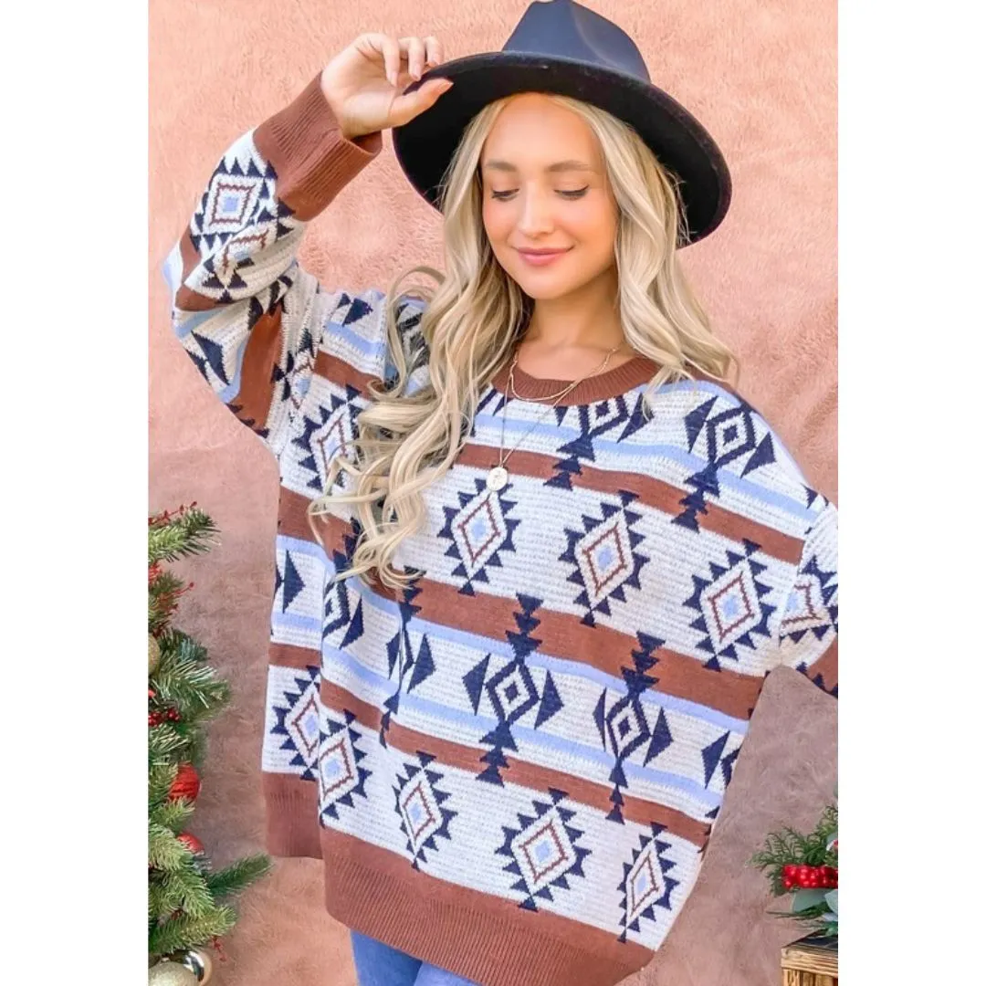 Aztec Print Soft Pullover