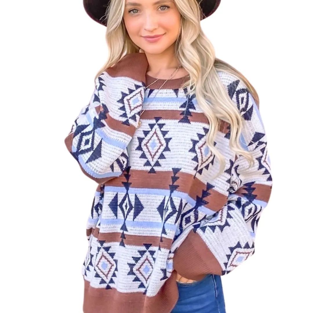 Aztec Print Soft Pullover