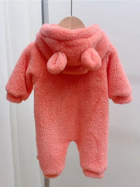 Baby Fuzzy Bear Fleece Hood Onesie