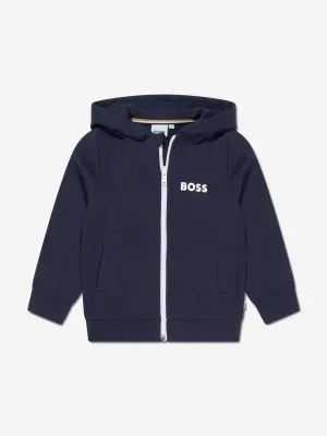 BOSS Boys Zip Up Hoodie In Navy