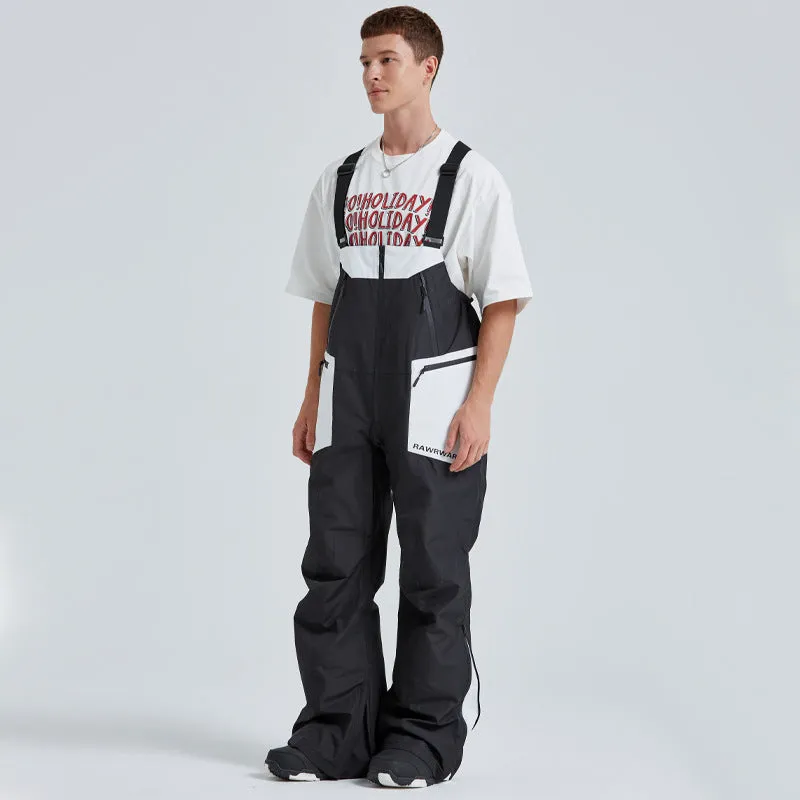 Classical Couple White-black Ski Bibs Overalls Outdoor Pants