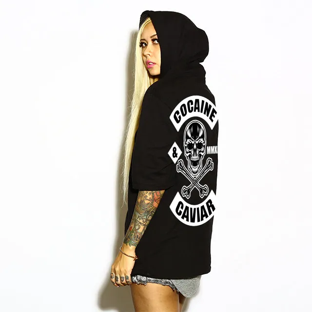 COCAINE & CAVIAR SKULL SHORT SLEEVE HOODIE