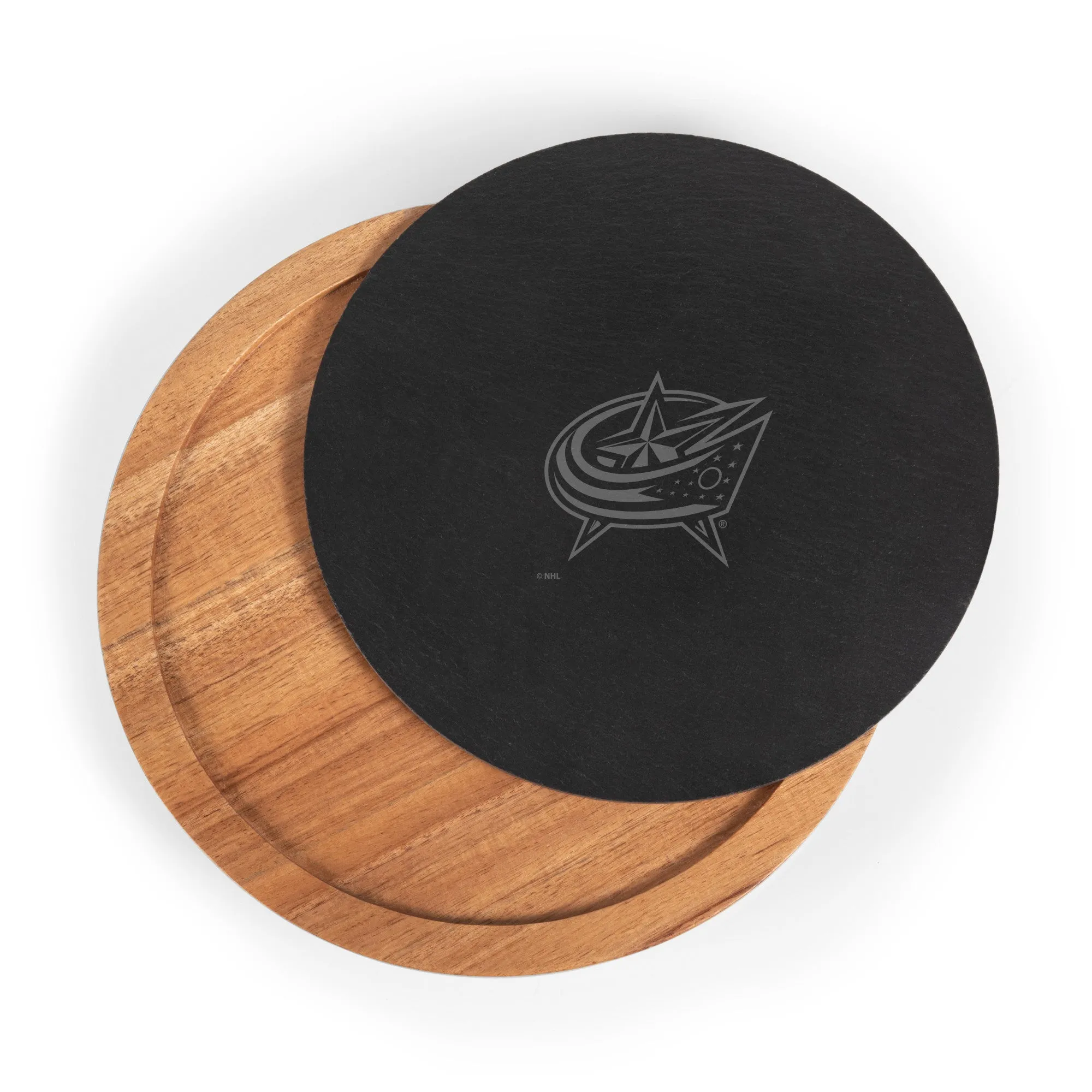 Columbus Blue Jackets - Insignia Acacia and Slate Serving Board with Cheese Tools