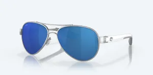 Costa Del Mar Loreto Palladium White Temples Frame/Blue Mirror Polycarbonate Lens Sunglasses