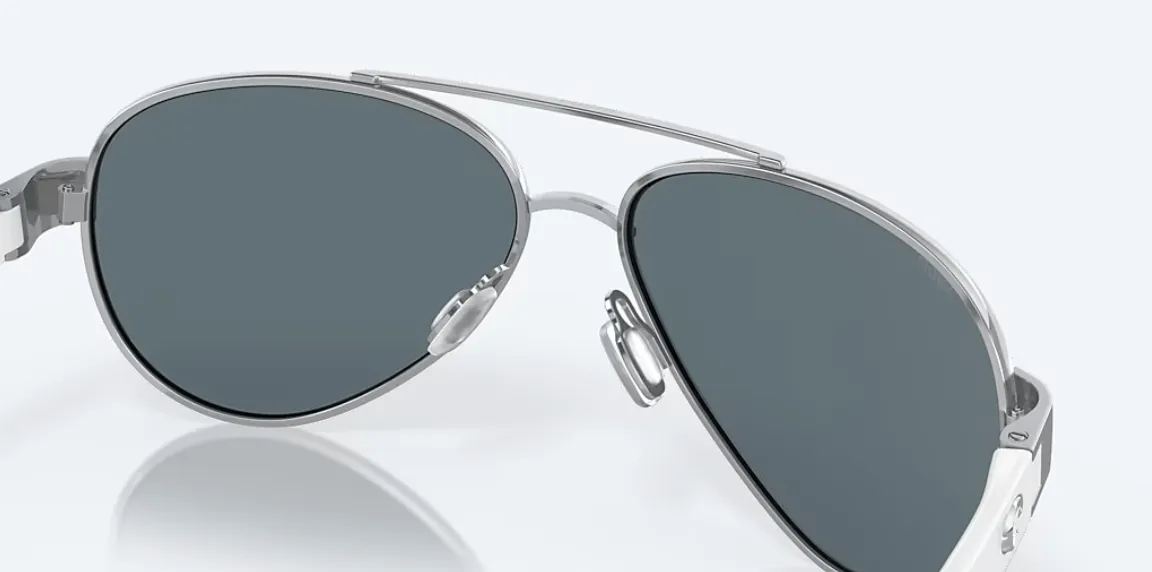 Costa Del Mar Loreto Palladium White Temples Frame/Blue Mirror Polycarbonate Lens Sunglasses