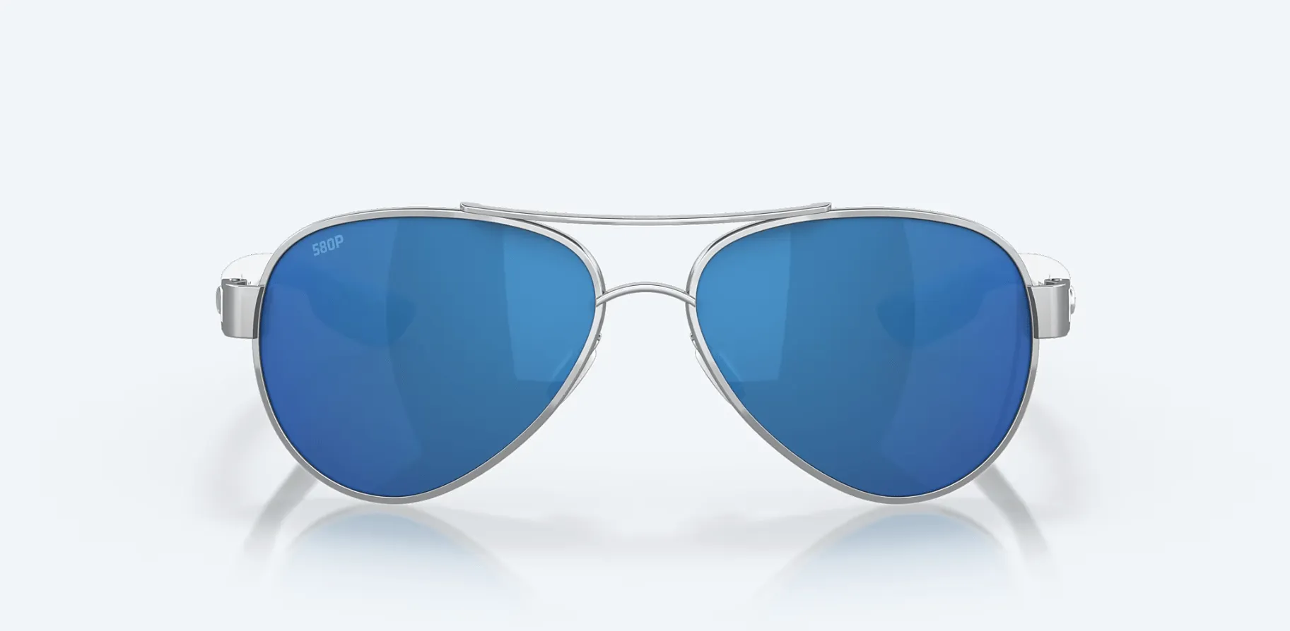 Costa Del Mar Loreto Palladium White Temples Frame/Blue Mirror Polycarbonate Lens Sunglasses