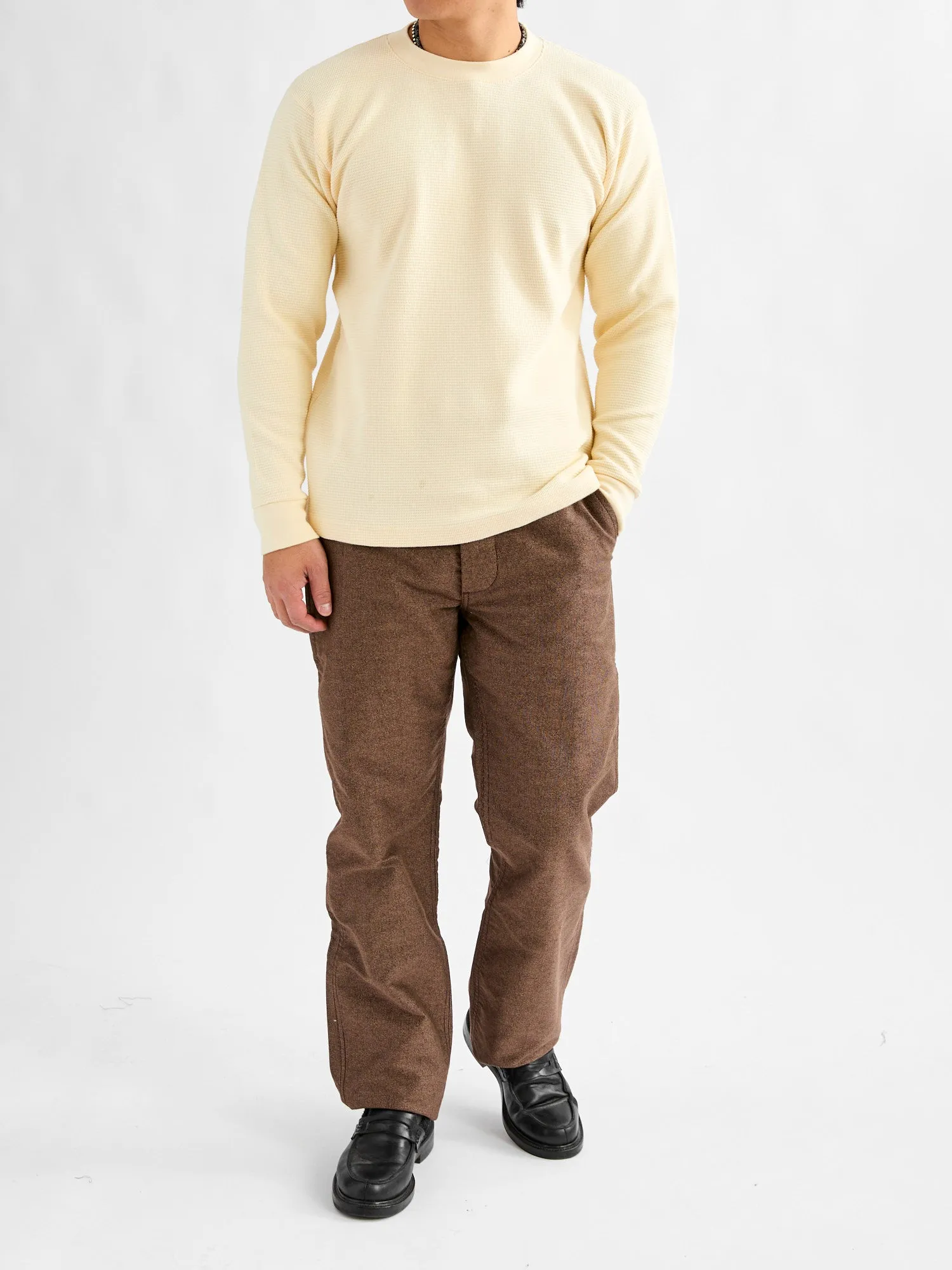 Cotton Longsleeve Thermal Knit in Cream