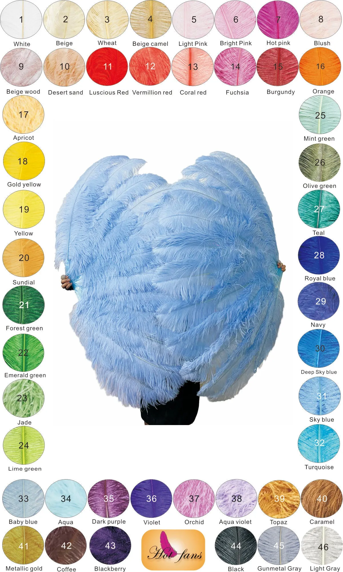 Custom colors Advanced XL 2 Layers Ostrich Feather Fan 34"x 60"