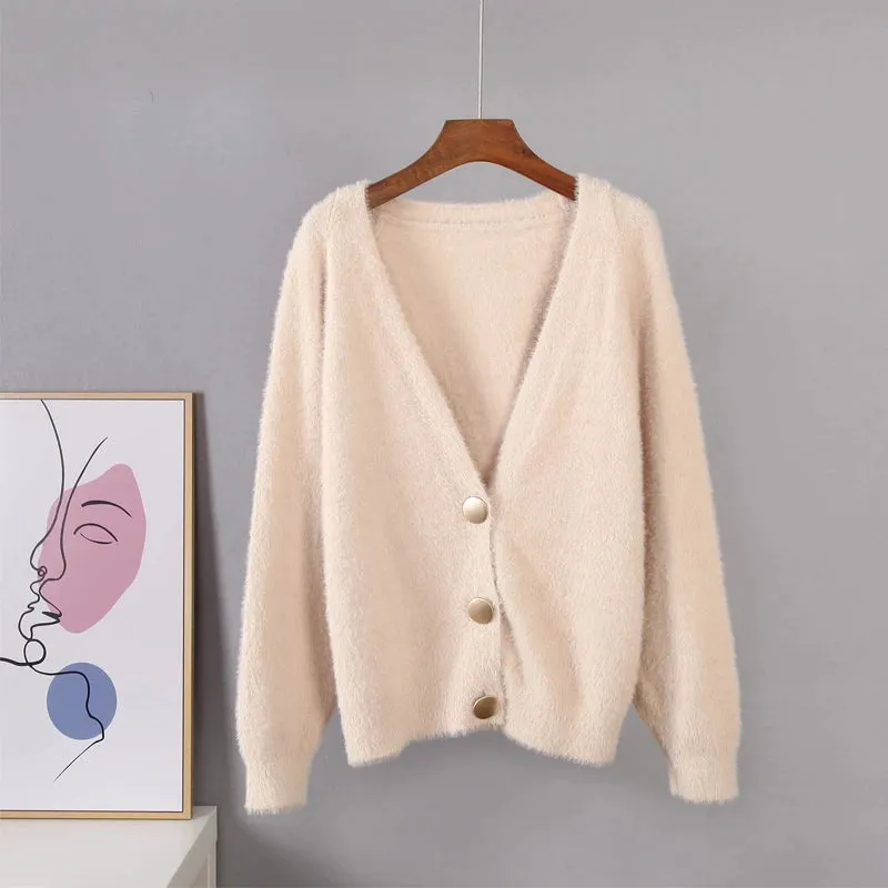 Elegant Soft Short Cardigan Flexible Knitted Outwear