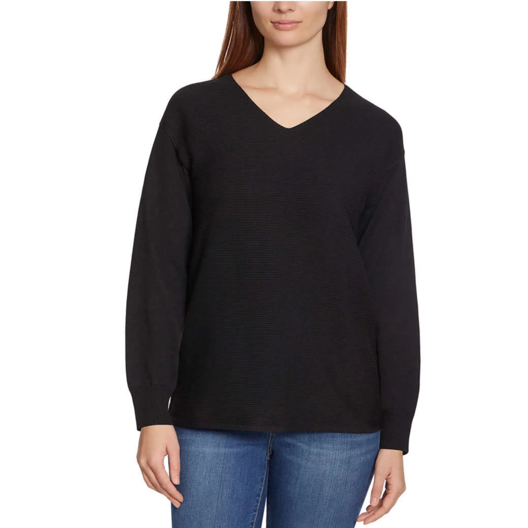 Ella Moss Women's Soft Ribbed Knit V-Neck Sweater