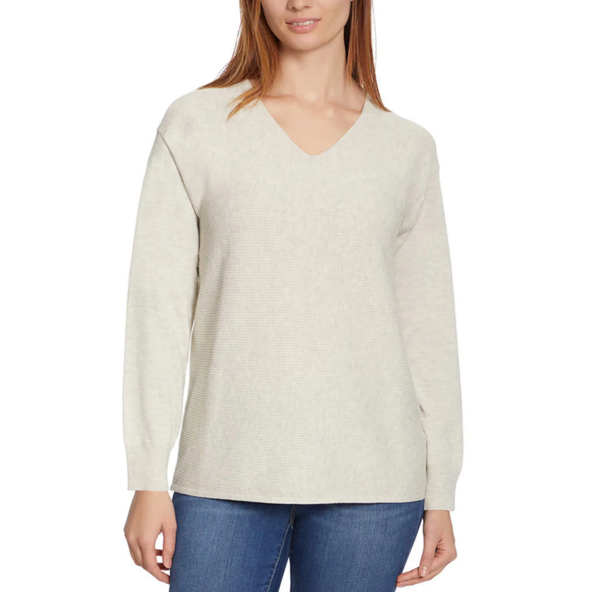 Ella Moss Women's Soft Ribbed Knit V-Neck Sweater