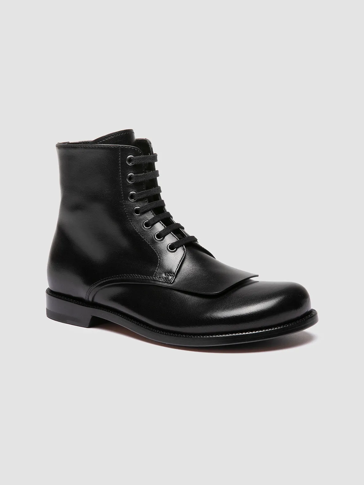 EMERALD 004 - Black Leather Lace-up Boots