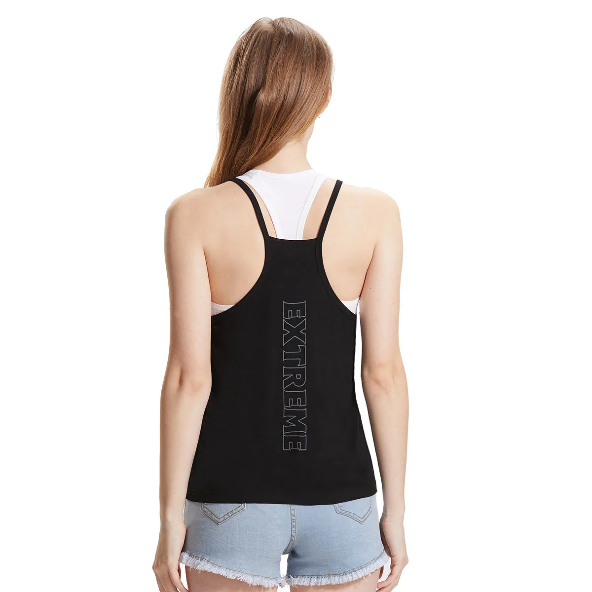 Extreme Pop Womens Gym Tank Tops and Sports Fitness Bra Suit grey black white