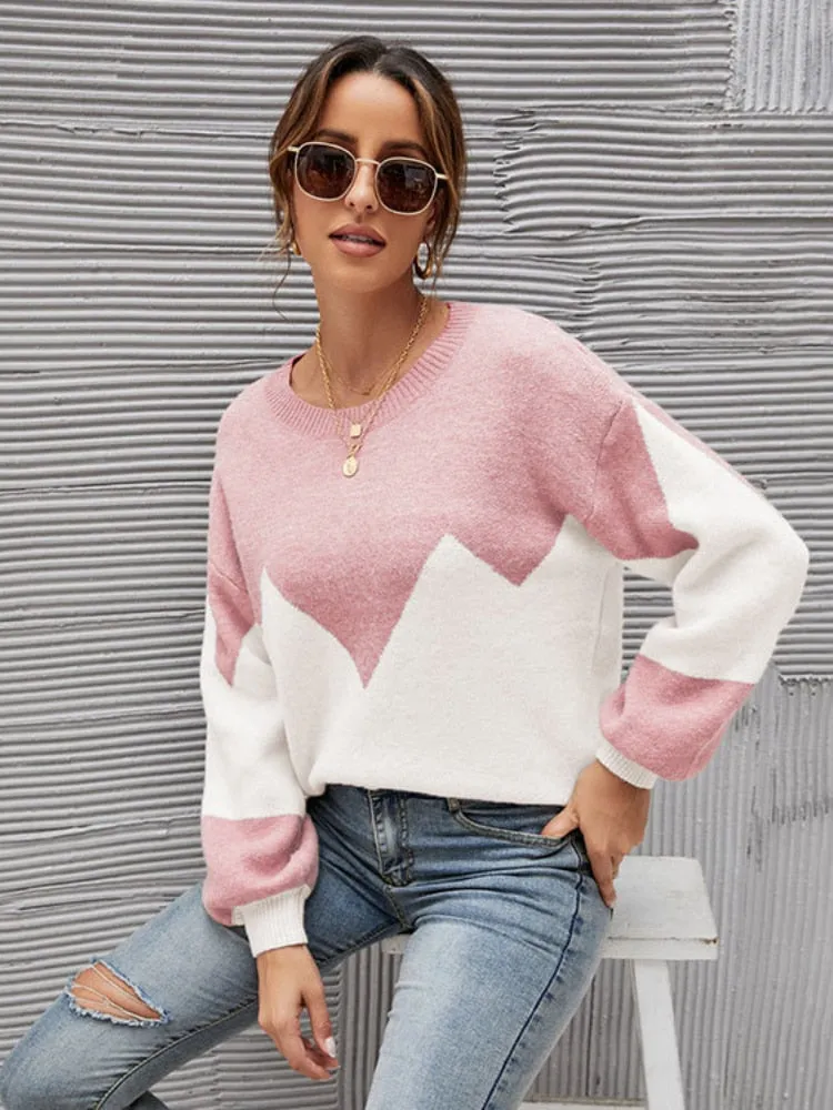 Fashion Women Sweaters 2023 Autumn/Winter Colored O-Neck Pullover Oversized Sweater Women Clothing Knitwears Long Sleeved Tops