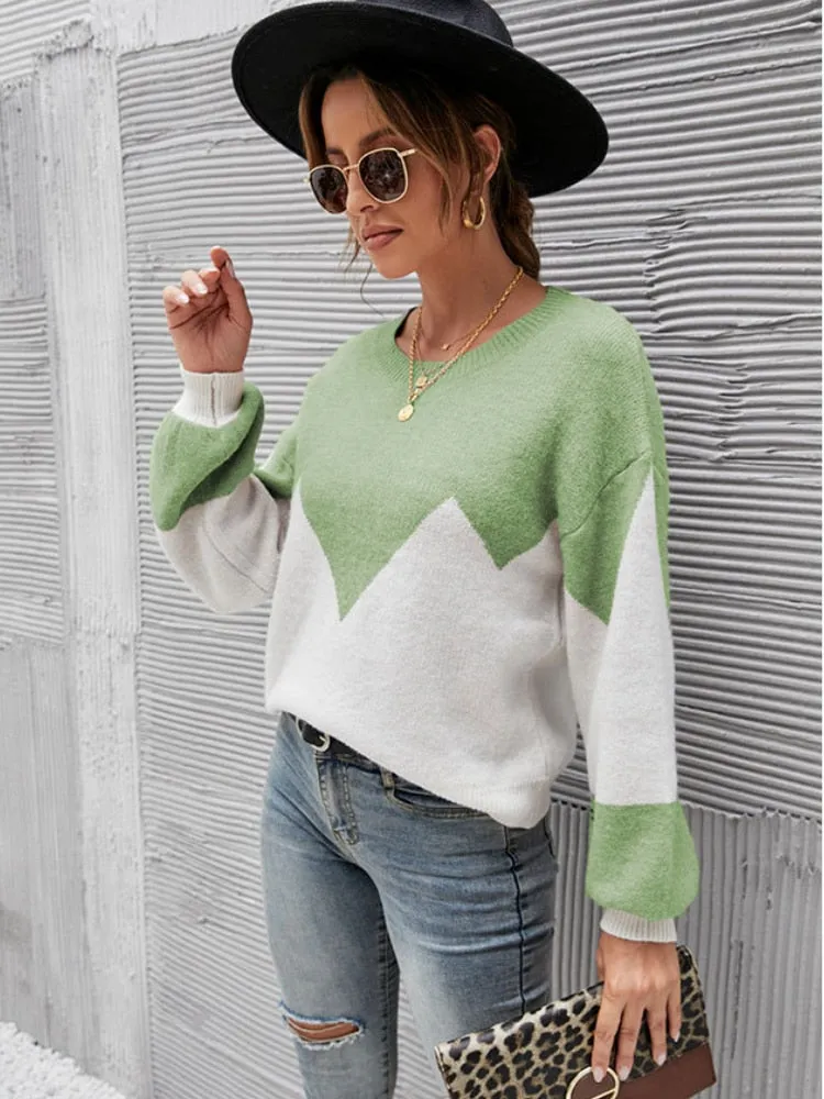 Fashion Women Sweaters 2023 Autumn/Winter Colored O-Neck Pullover Oversized Sweater Women Clothing Knitwears Long Sleeved Tops