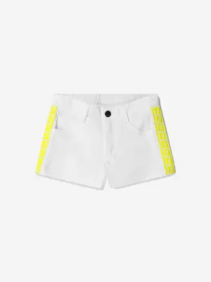 Fendi Girls Cotton Garbardine Logo Trim Shorts