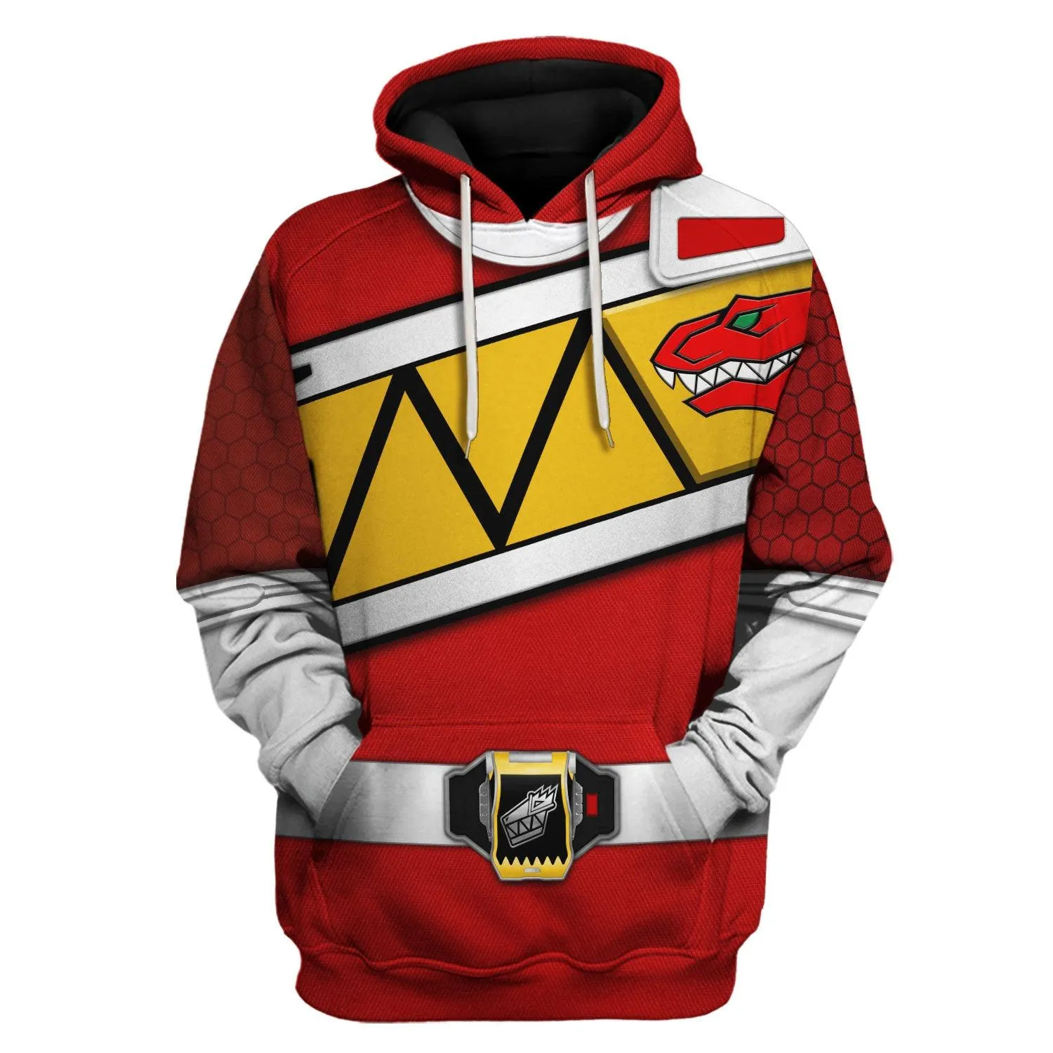 Gearhomie Red Power Rangers Dino Charge Hoodies Sweatshirt T-shirt Hawaiian Tracksuit