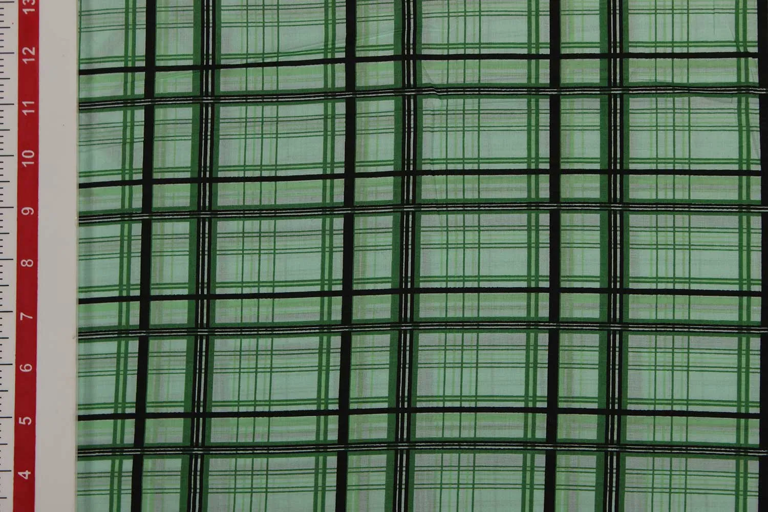 Green Cotton Cambric Check Fabric