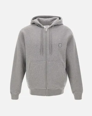 Grey Cotton Hooded Zip Sweatshirt