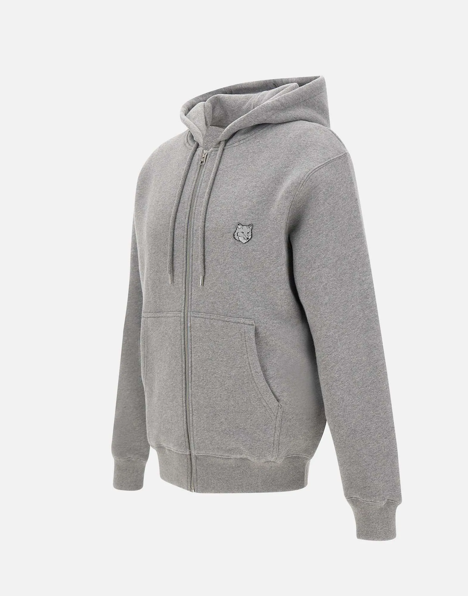 Grey Cotton Hooded Zip Sweatshirt