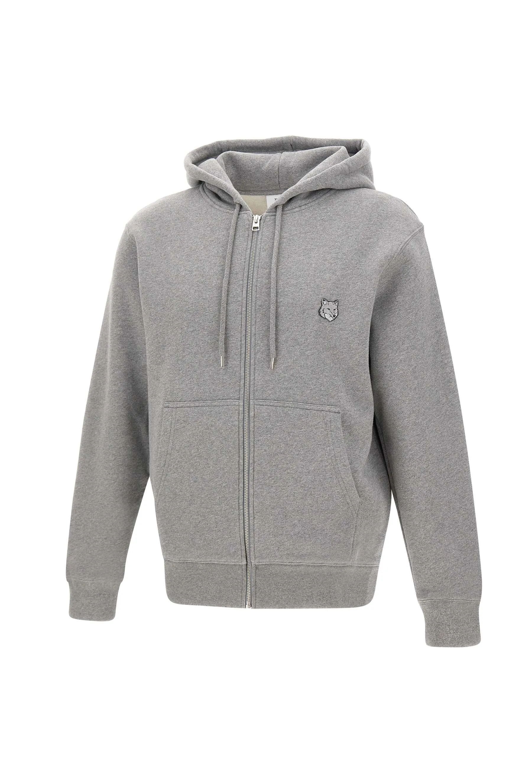 Grey Cotton Hooded Zip Sweatshirt