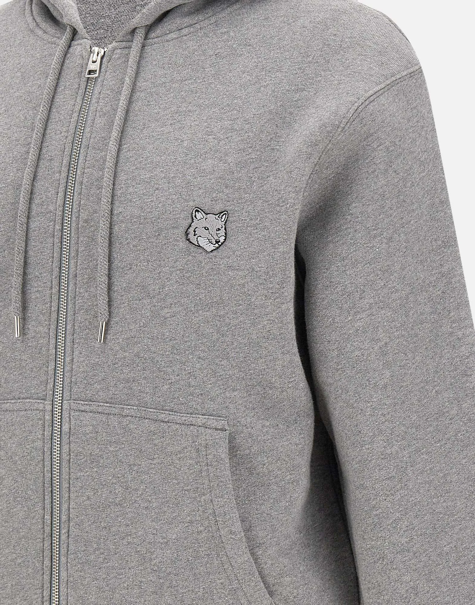 Grey Cotton Hooded Zip Sweatshirt