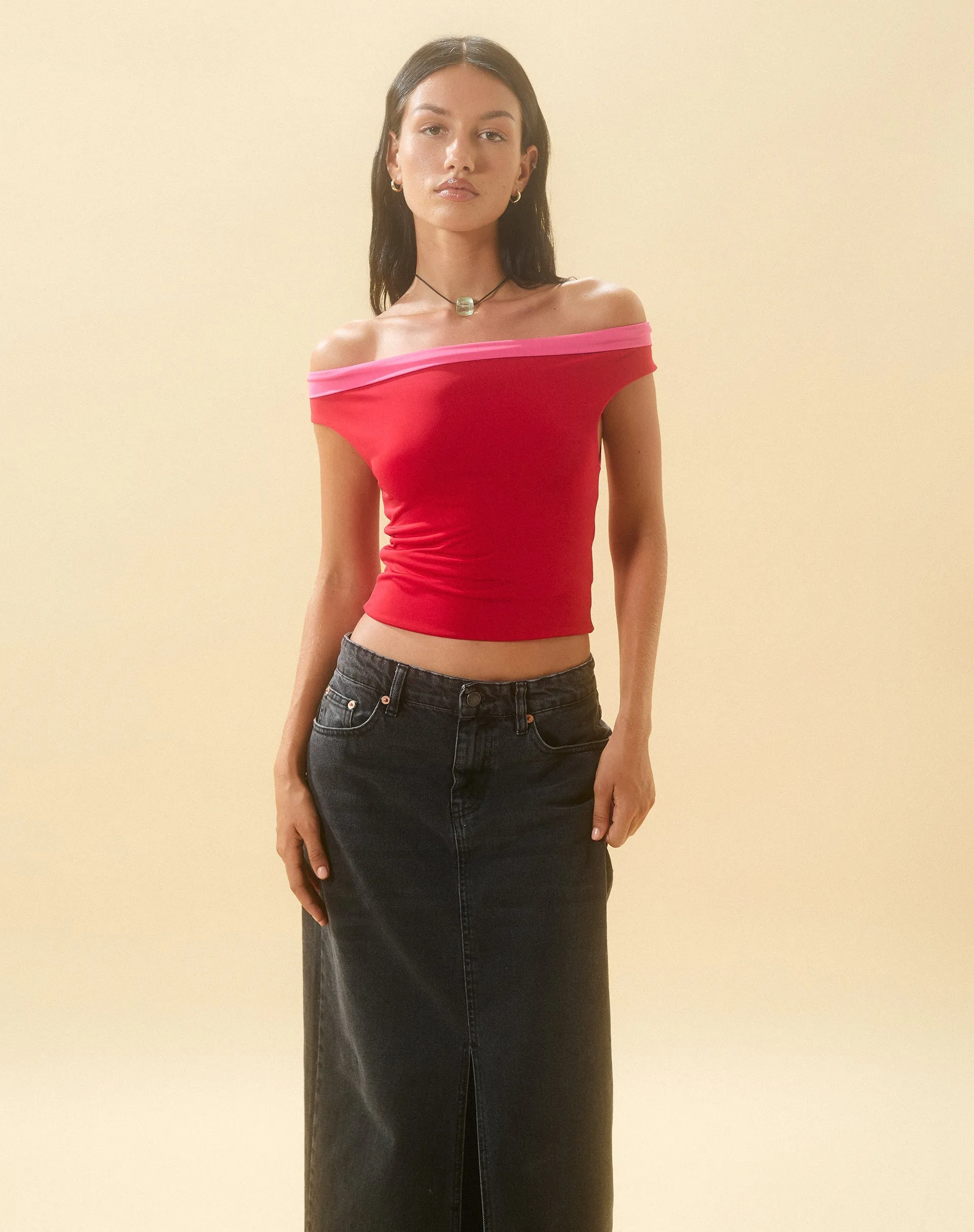 Halle Bardot Top in Red Pink