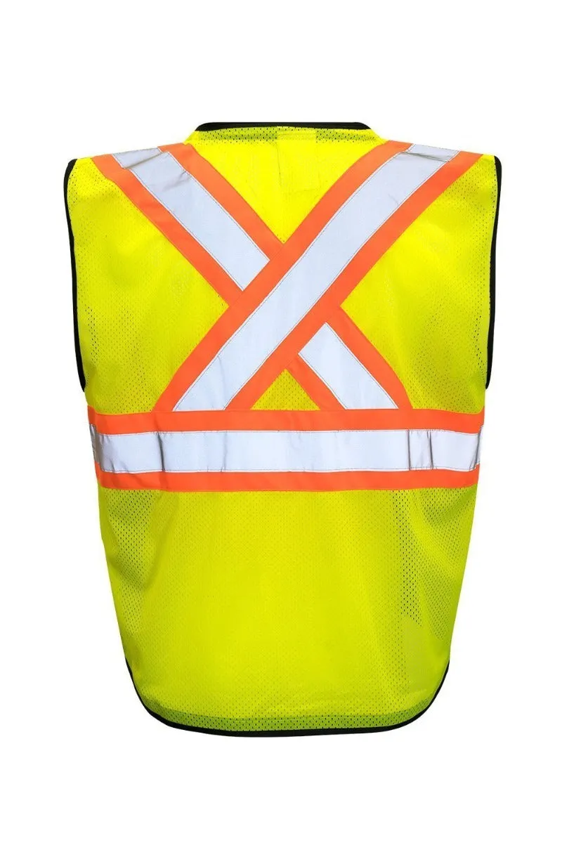 Hi Vis Traffic Safety Vest with Zipper Front in Lime