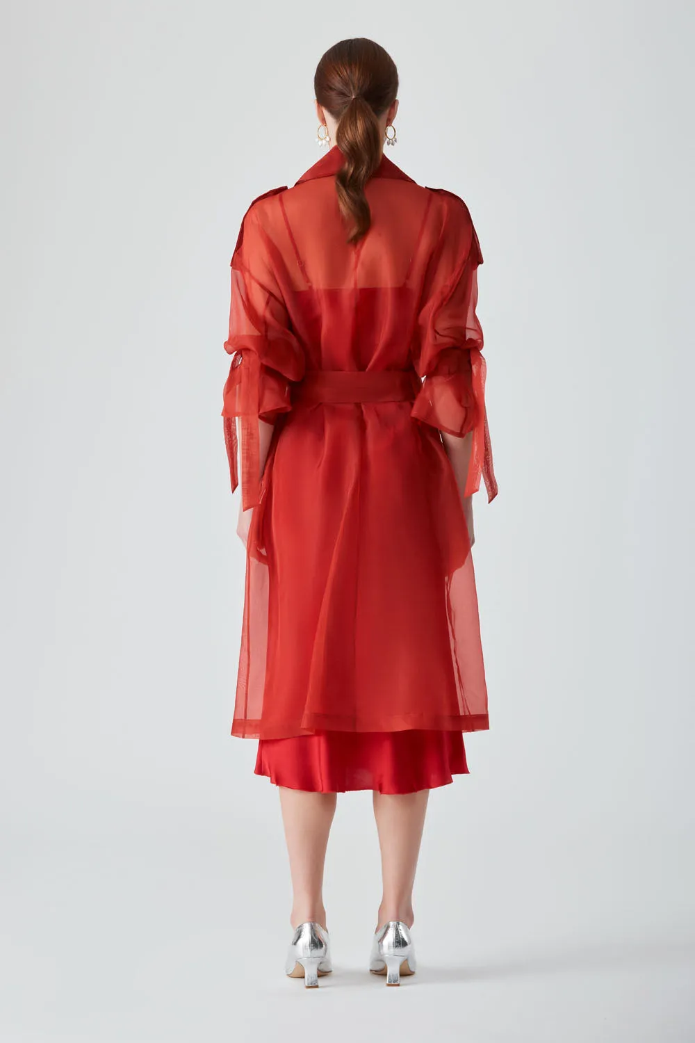 JANNAT ORGANZA COAT - RED CHILLI