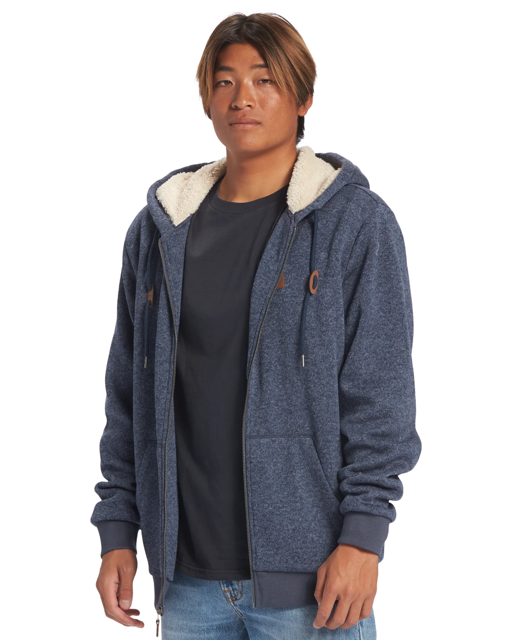 Keller Sherpa Hoodie in Navy Blazer Heather