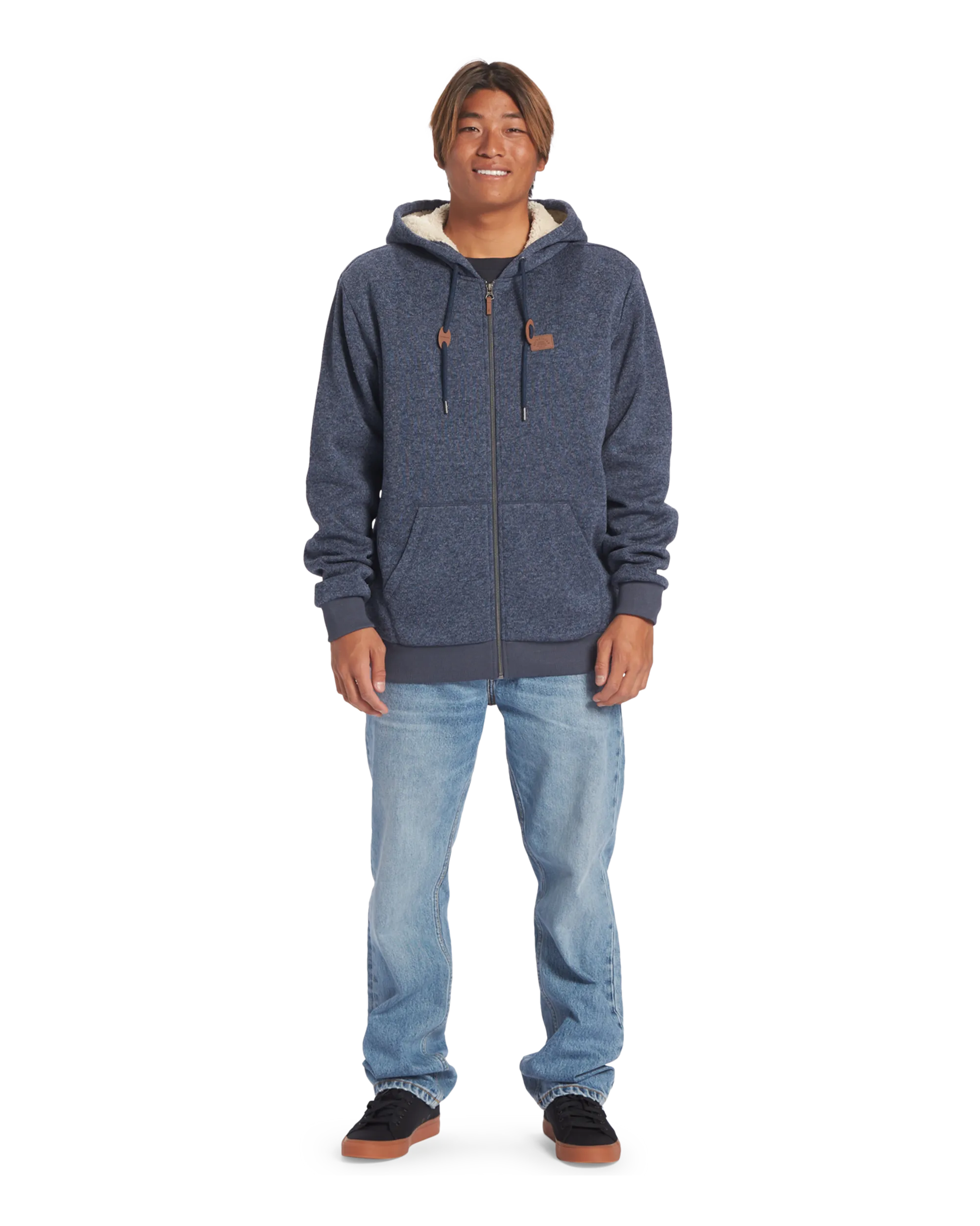 Keller Sherpa Hoodie in Navy Blazer Heather