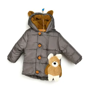 Midimod Baby Boy Coat with Toy Pocket - Dark Grey