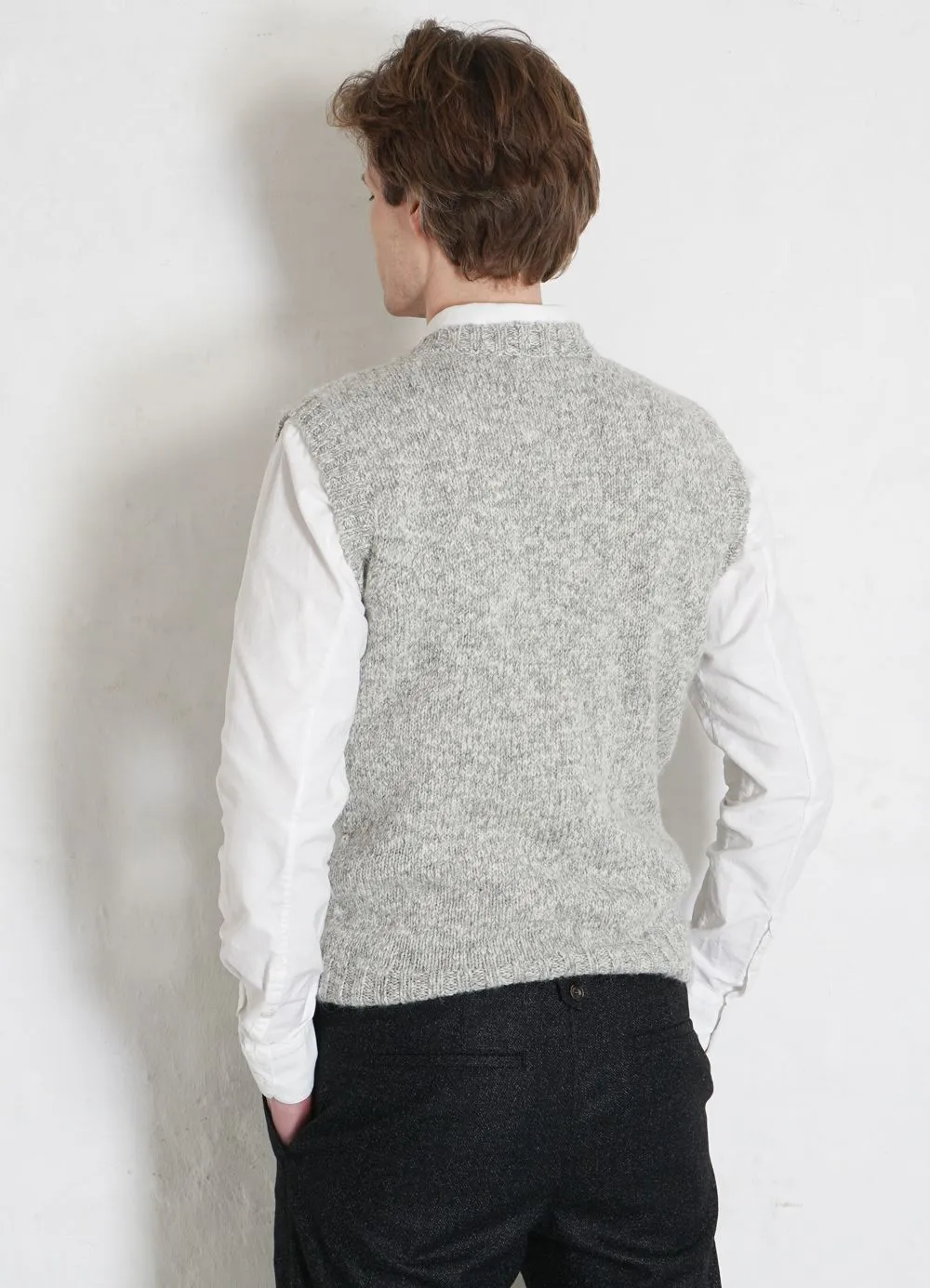 MOGENS | Knitted Crew Neck Vest | Smoke