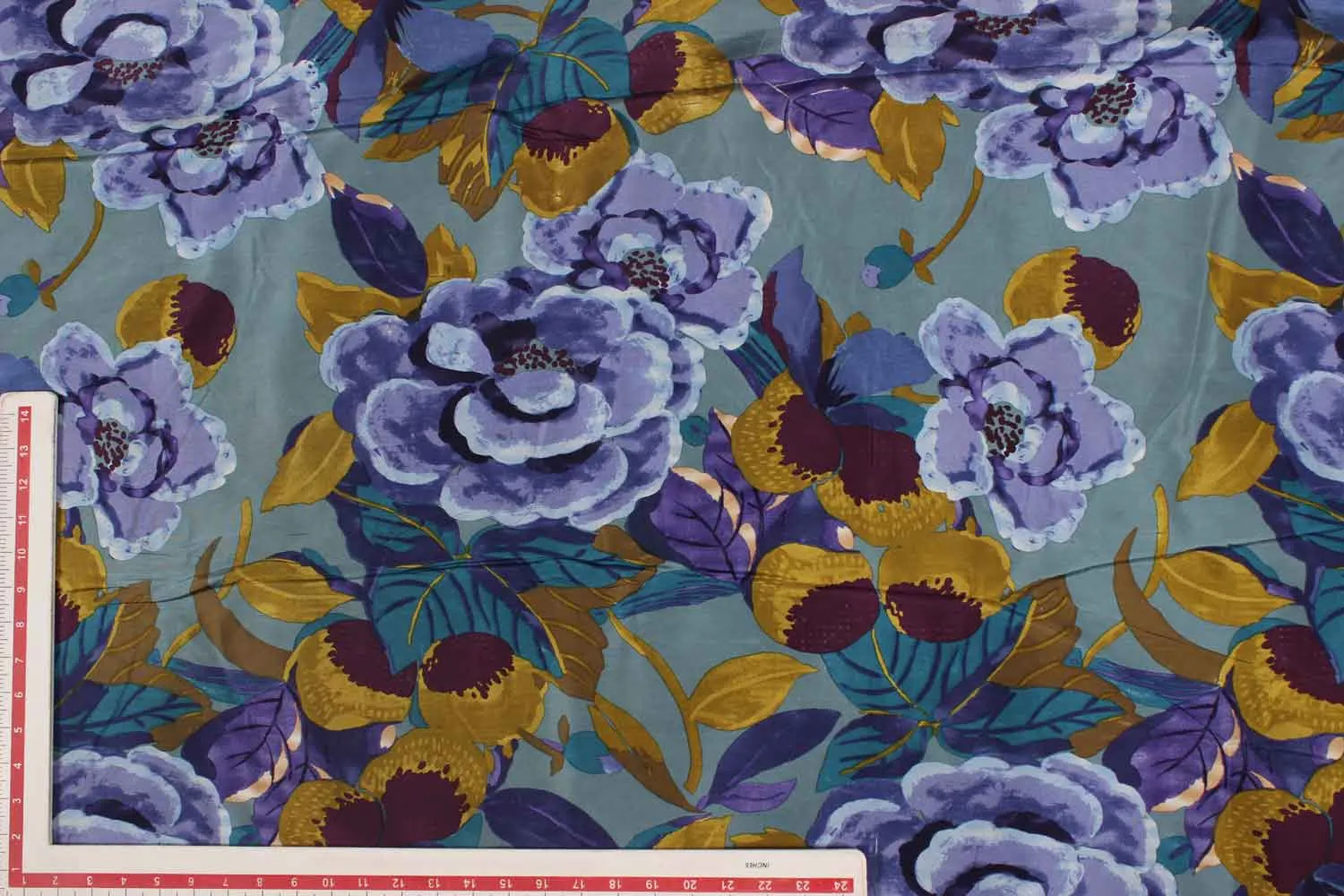 Multicolor Floral Printed Viscose Blend Fabric