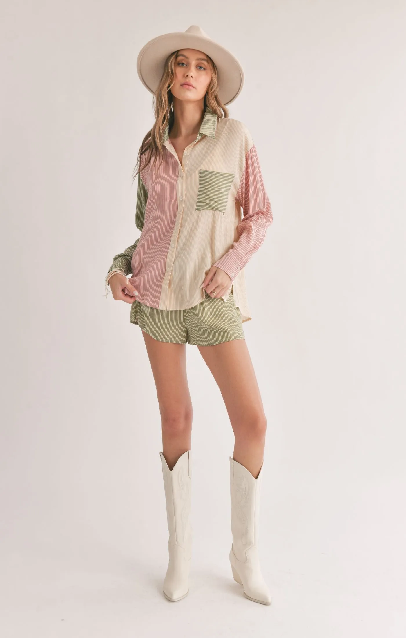 Oasis Color Block Button Up Shirt