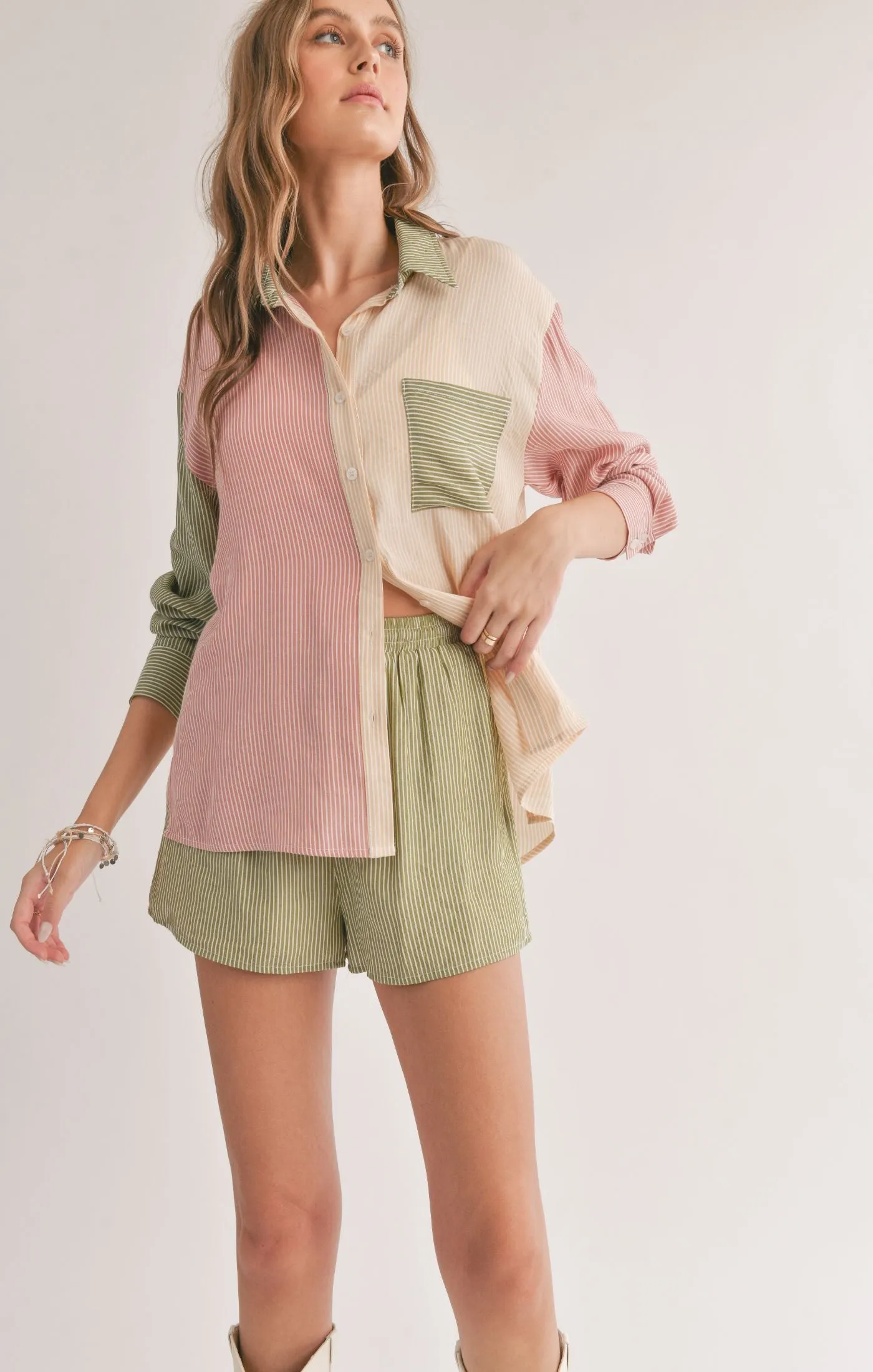 Oasis Color Block Button Up Shirt