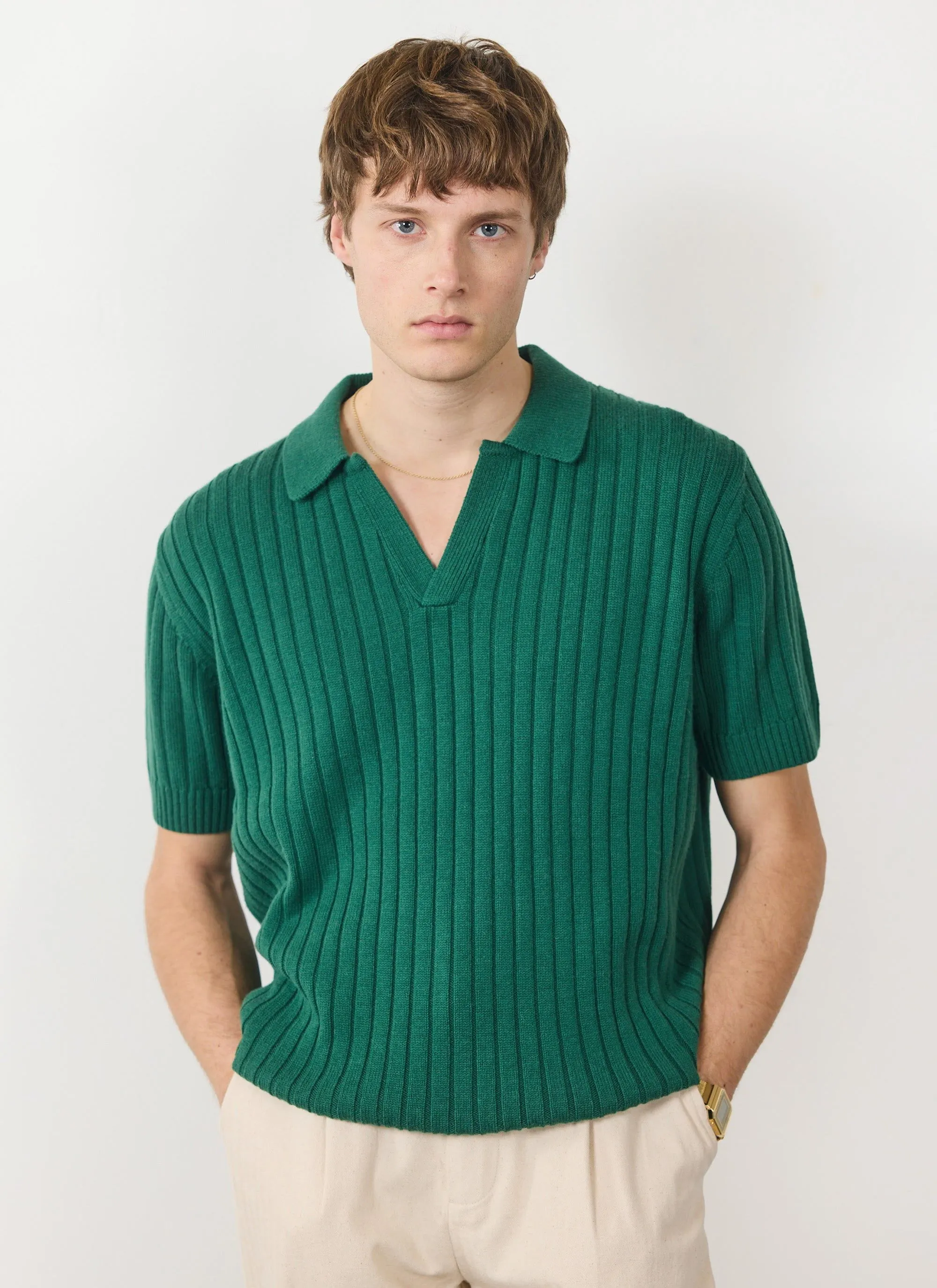 Open Collar Polo Shirt