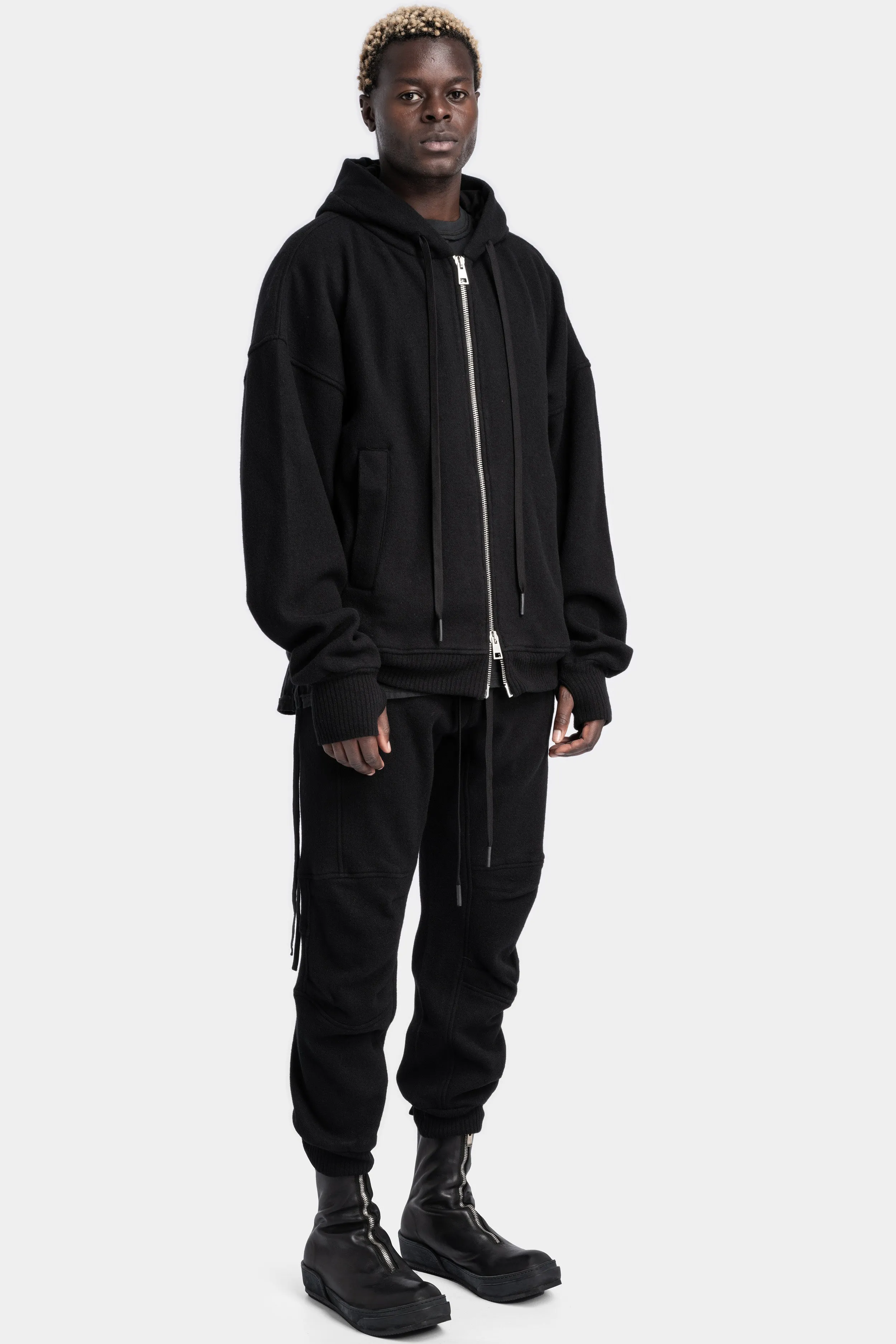 Oversized zip up wool hoodie