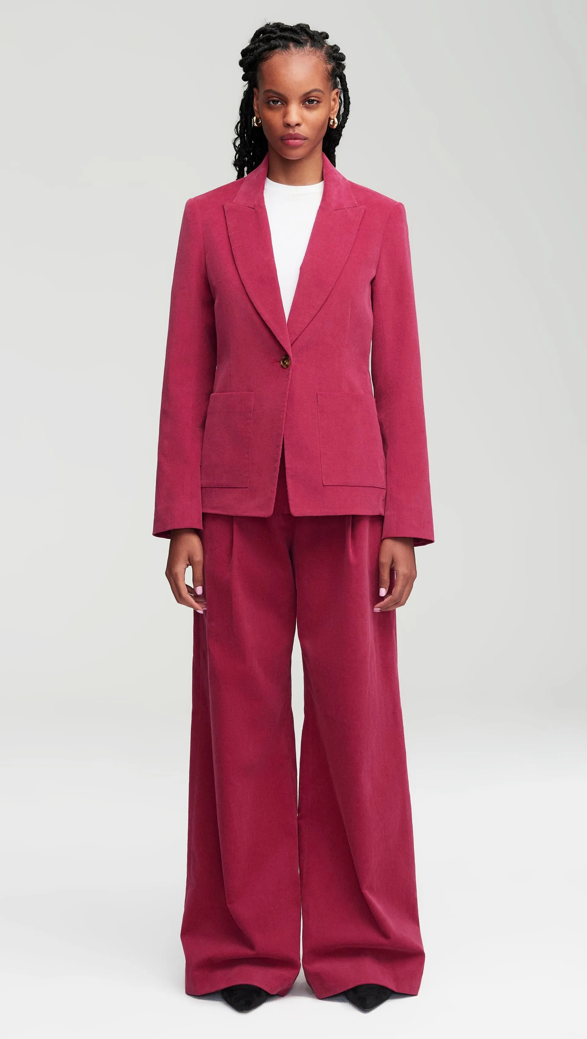 Patch Pocket Blazer in Corduroy | Raspberry