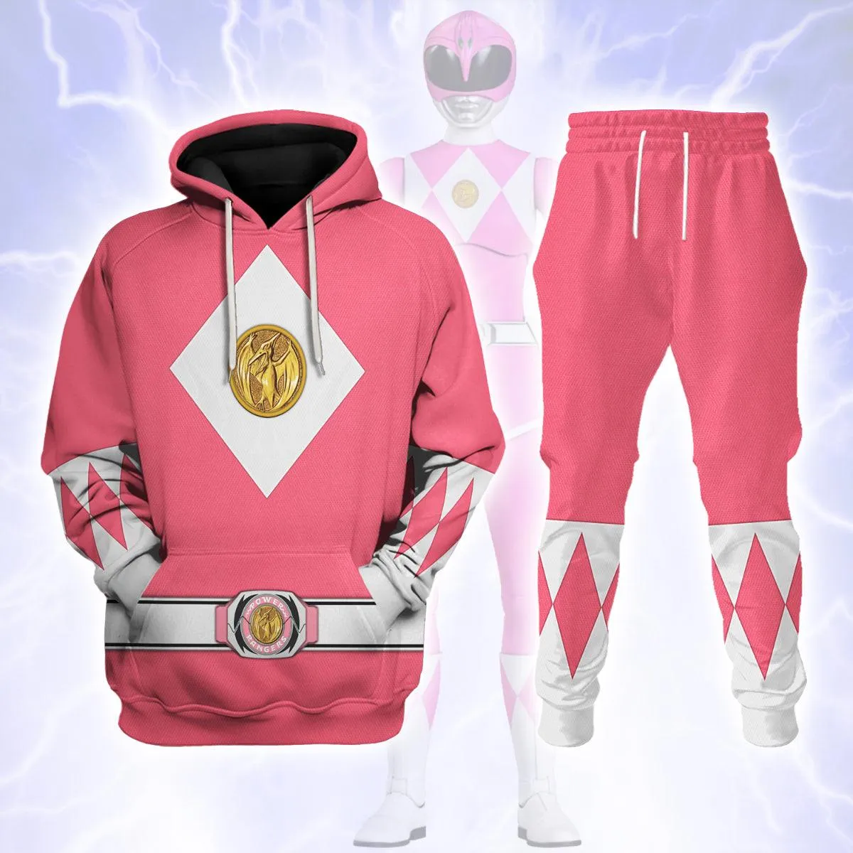 Pink Ranger Mighty Morphin The Movie (1995) Hoodies Sweatshirt T-shirt Hawaiian