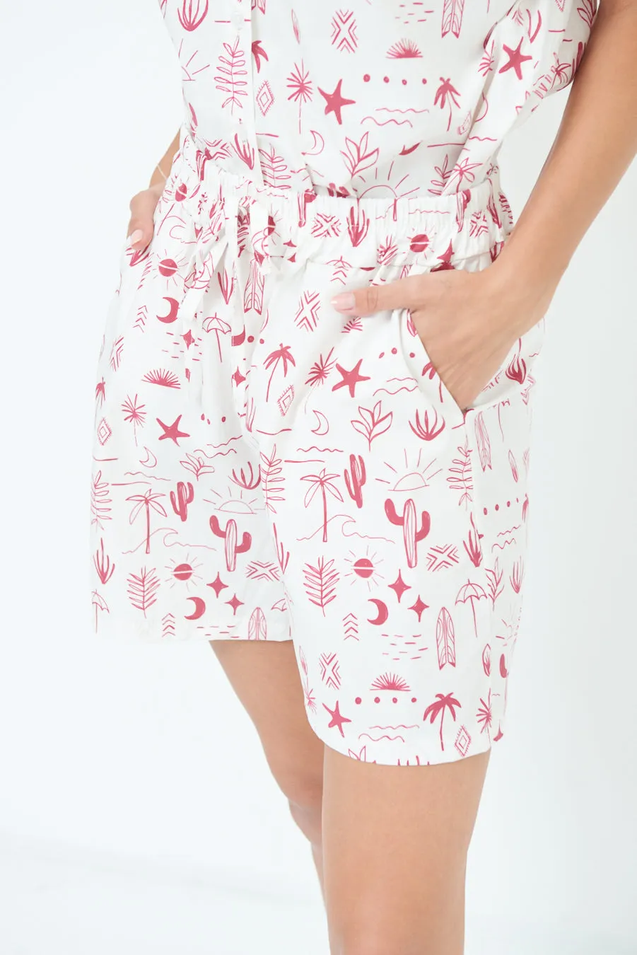 Playful printed drawstring shorts wholesale