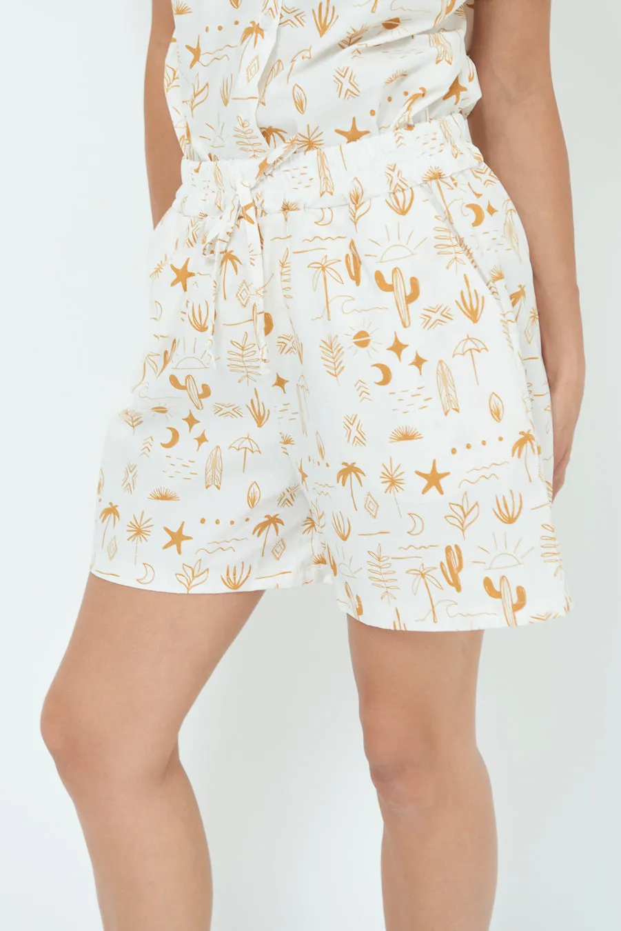 Playful printed drawstring shorts wholesale