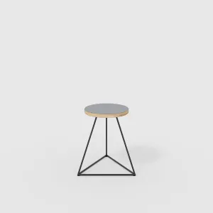 Plywood Stool with Black Prism Base - Formica Tornado Grey